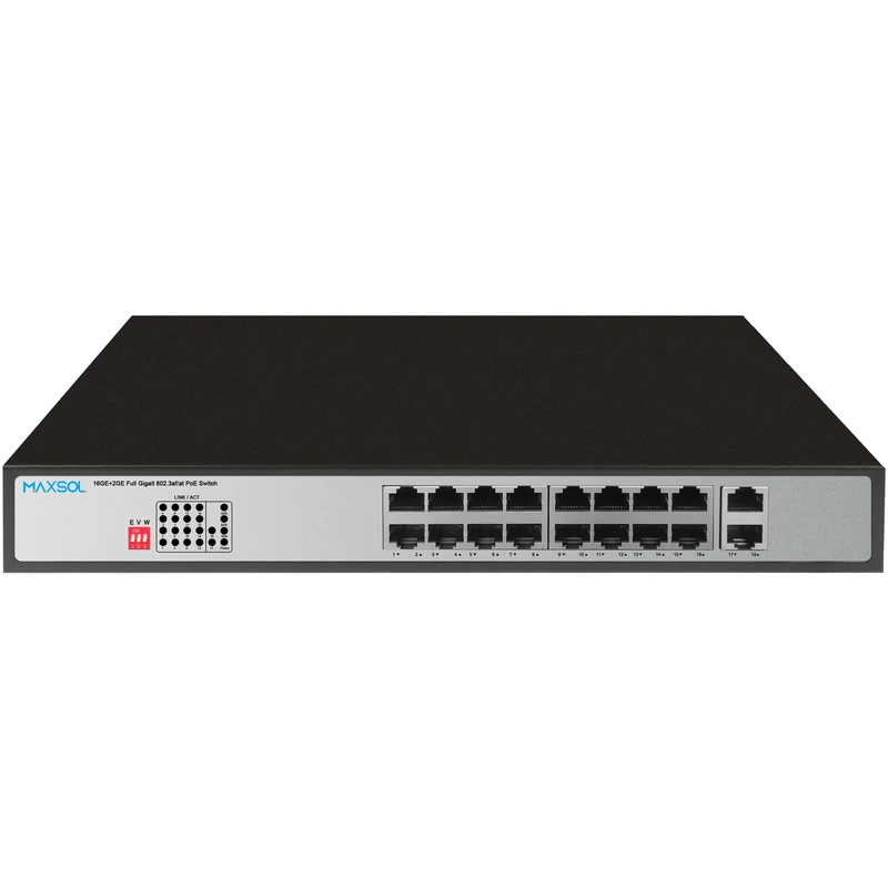 16-Port Gigabit PoE+ Switch with 2 Uplinks, 300W